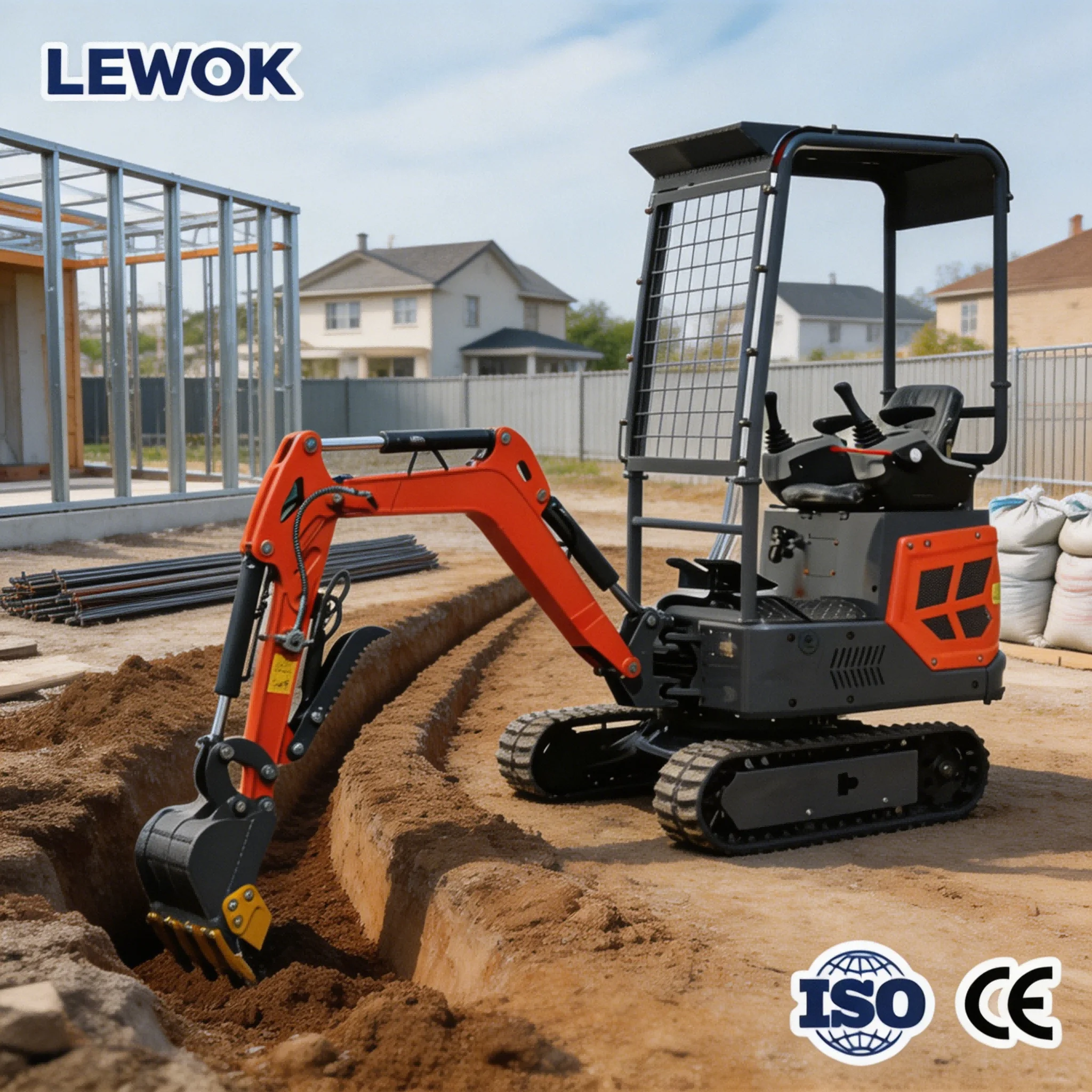Фото Мини-экскаватор LEWOK 1,5 тонны с двигателем Kubota, мини-гусеничный экскаватор для сада, строительства, фермы, с возможностью индивидуальной настройки. №4