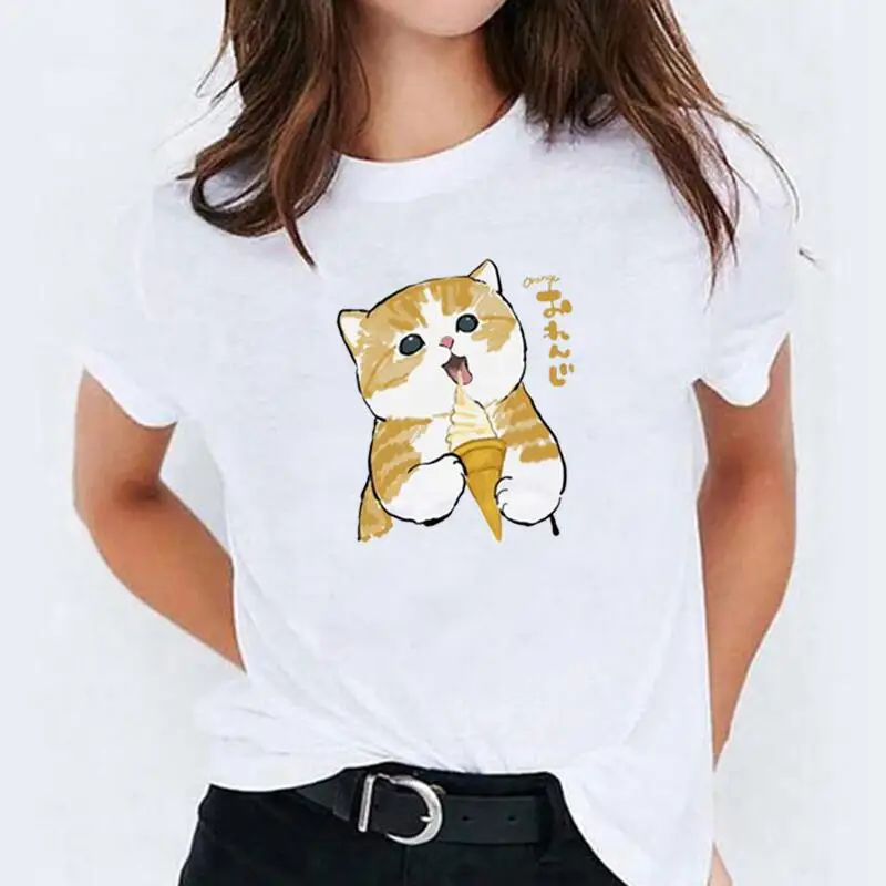 

Kawaii Cat T Shirt Women Tops Funny Cartoon Harajuku Shirt Summer Casual Tee Shirt Femme Fashion Short Sleeve Camiseta Mujer