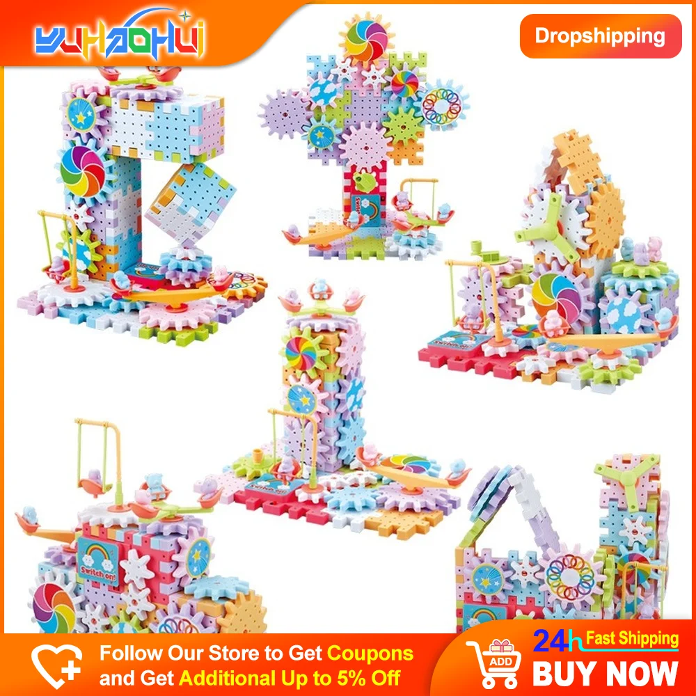 

83 Piece Set DIY Electric Gear Rotating 3D Model Building Kits Plastic Building Blocks Puzzle Assembling Toys Gifts for Children