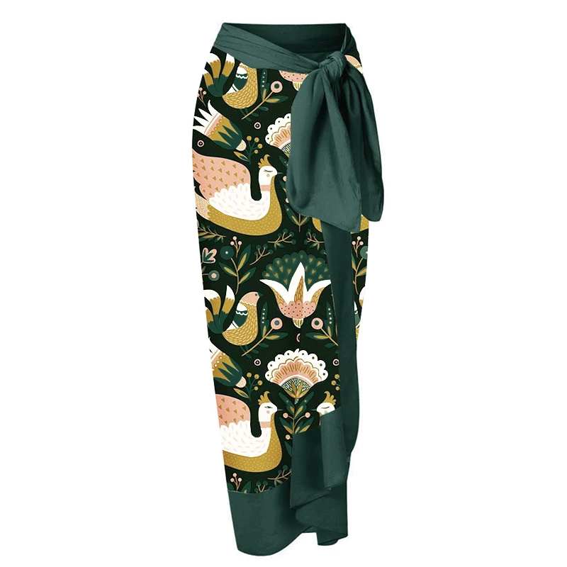 CPUTAN 2023 Vintage Women One Piece Swimsuit & Skirt Green Swimwear Cover Up Blue Female Retro Holiday Beach Dress Summer Surf