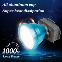 powerful long range rechargeable led headlamp aluminum alloy light cup headlight waterproof head lamp head torch with battery