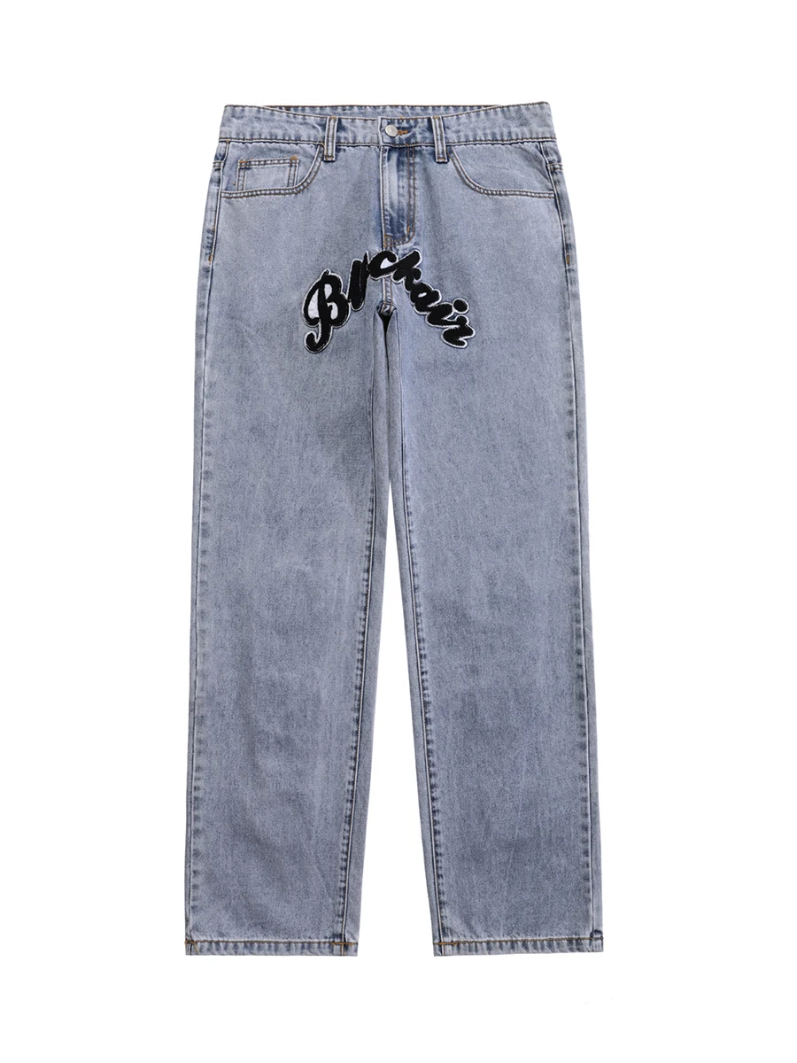 Four Seasons Men's Jeans Casual Pants Dice Flocking Embroidery American Street Retro Jeans Unisex Streetwear Ins Hot Sale JEANS