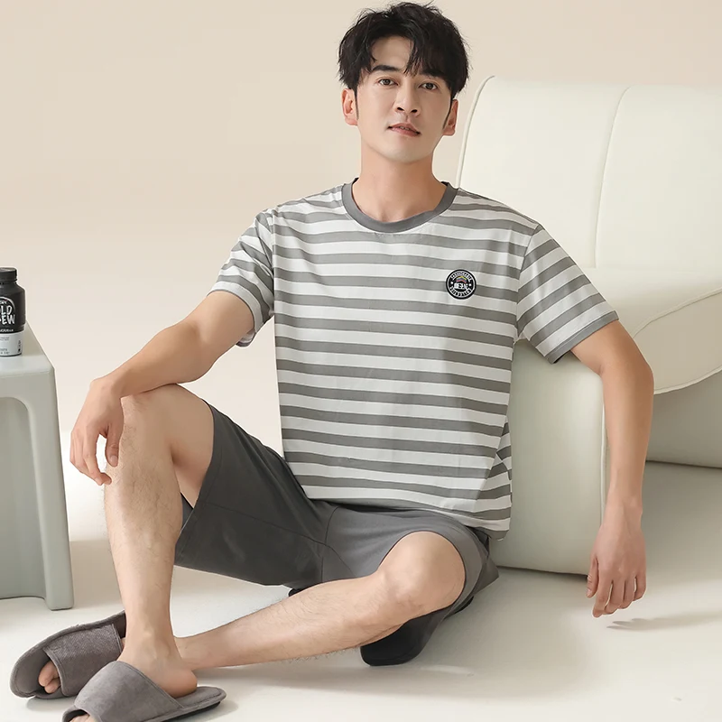 [Класс антибактериальной лайкры против клещей] Мужские пижамы с тремя