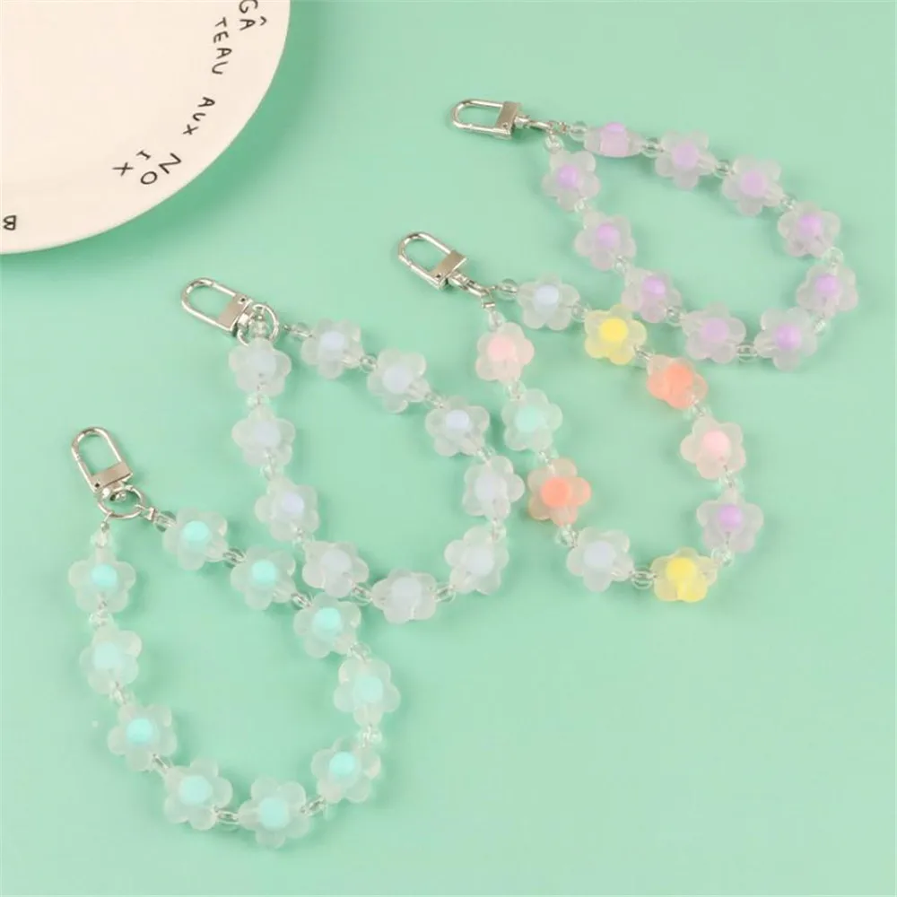 

Candy Color Flower Car Keychain Cute Beads Transparent Couple Bag Decoration Accessories Pendant Charms Key Holder Gifts