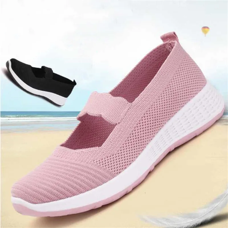 Women's Flat Shoes Slip on Walking Jogging Loafers Summer Comfortable Women Old Man Shoes Soft Sole Pedal Moccasin Zapatos Mujer