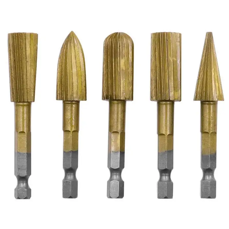 High-Speed Steel Rotary Files HSS Wood Carving Rotary Rasp File Electric Grinding Tool Set Of 5 Rotary Drill Air Die Grinder For