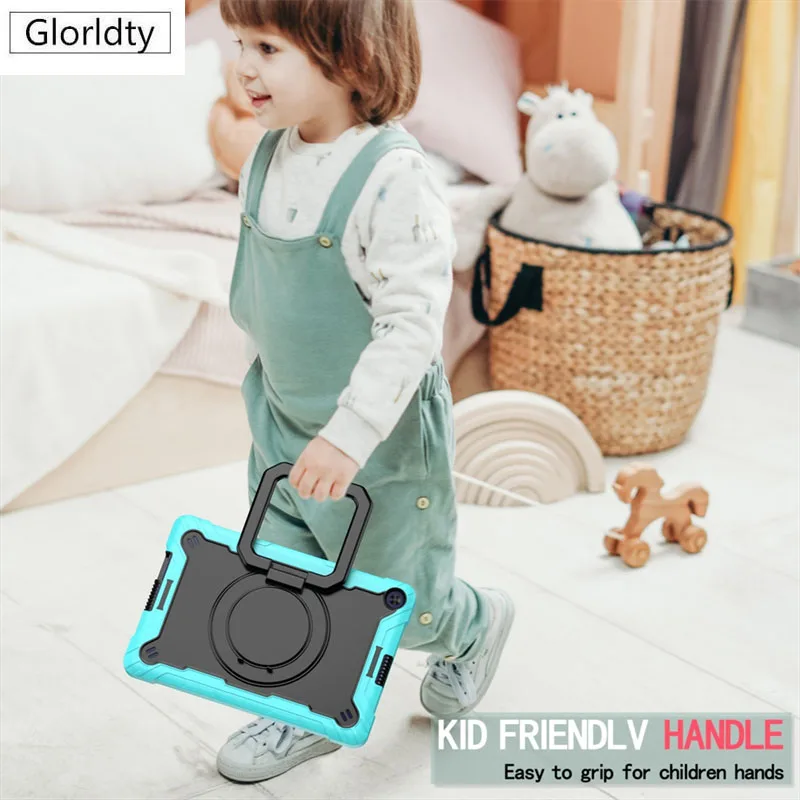 

For Huawei MatePad T10 T10s 2020 AGS3-L09 AGS3-W09 AGR-W09 Case Kids Shockproof Silicon PC Shoulder Strap Stand Tablet Cover