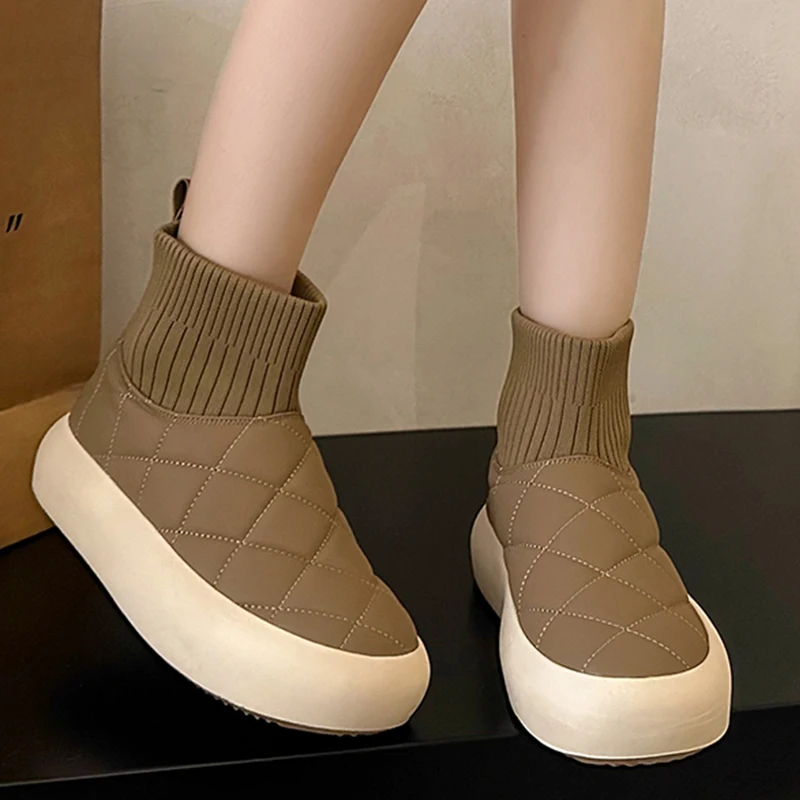 

Женские зимние ботинки челси на платформе, новинка 2024, брендовые теплые модные ботинки на среднем каблуке, готические повседневные женские ботинки-гладиаторы