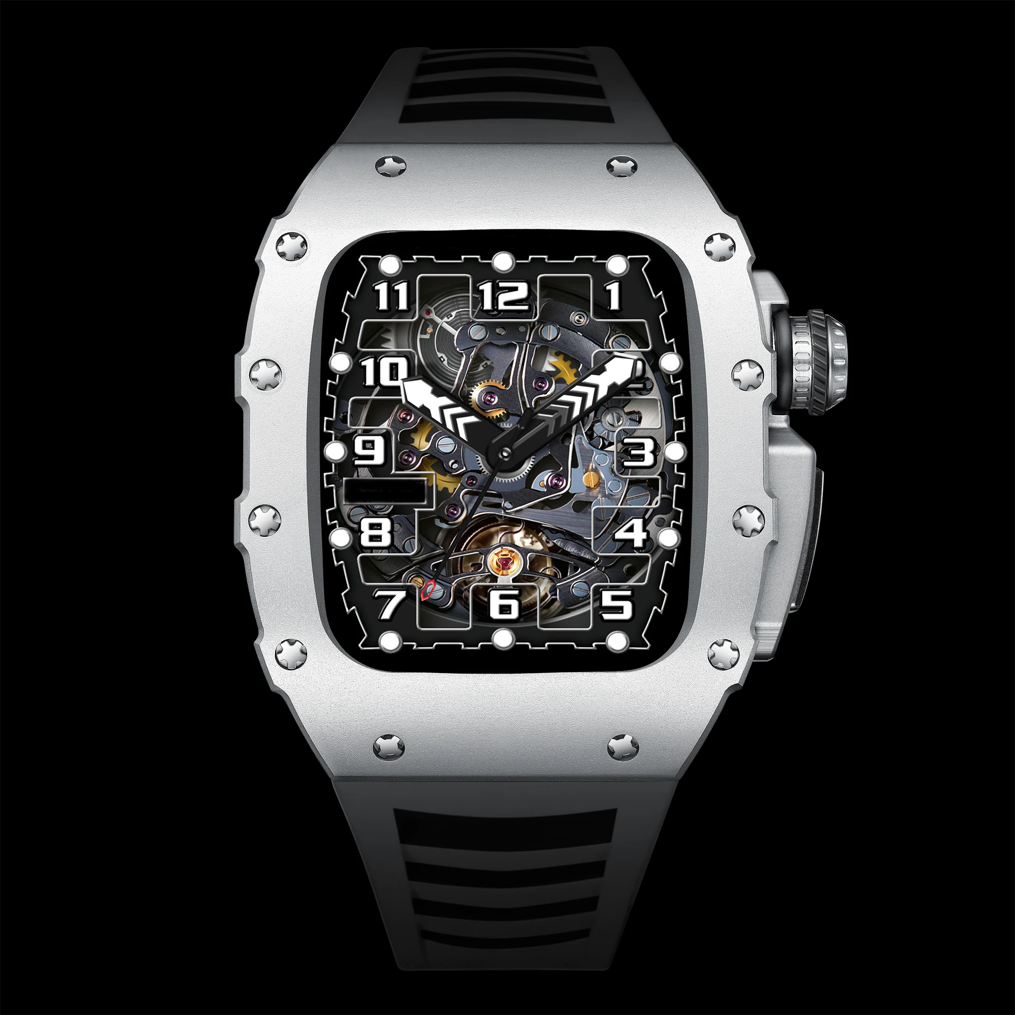 Aluminium Alloy Case for Apple Watch Band 44MM 45MM Fluororubber Strap for Iwatch Series 7 6 5 4 SE Diy Modification Accessories