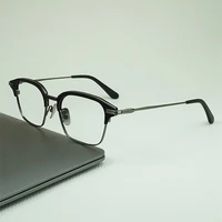 pure titanium business semi rimless glasses frame for men optical myopia eyeglasses male classic square prescription spectacles