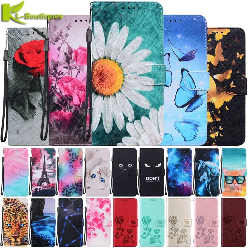 

A02S A03S Case Painted Wallet Card Slots Leather Flip Cover for Samsung Galaxy A03 A03S A02S A 02 A01 A 03 Core Phone Case Bags