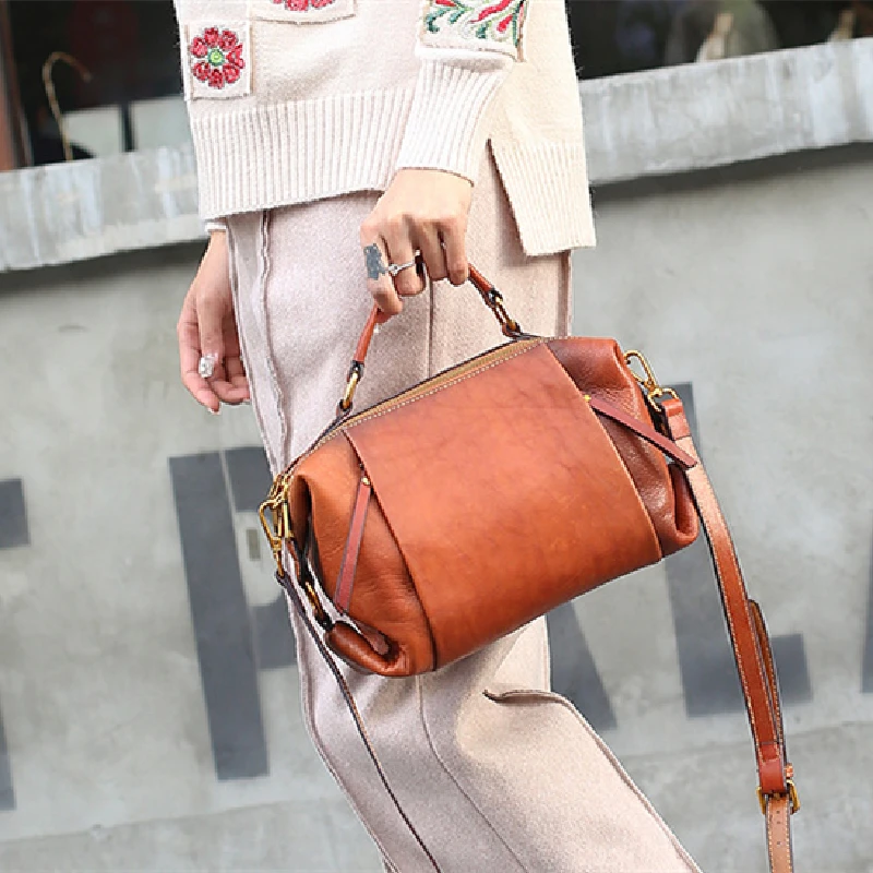 

New Highend Vintage Brown Green Grey Genuine Leather Small Women Handbag Shoulder Messenger Bags Female Purse M1966
