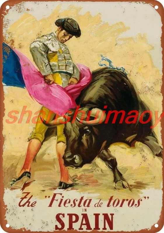 Металлическая вывеска Spain The Fiesta De Toros Bullfighter Matado