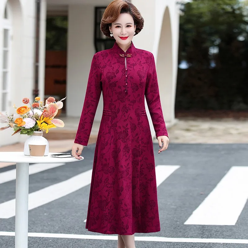 Женское платье-чипао из полиэстера и хлопка