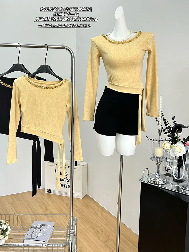 Женский желтый пуловер свитер в стиле Харадзюку корейский Y2k кашемировые свитера