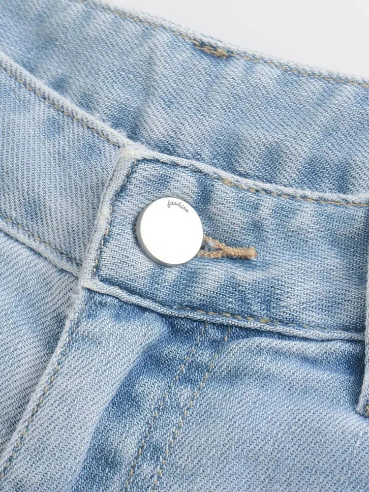 PAILETE Women 2023 fashion wide leg jeans vintage high waist zipper fly female trousers mujer