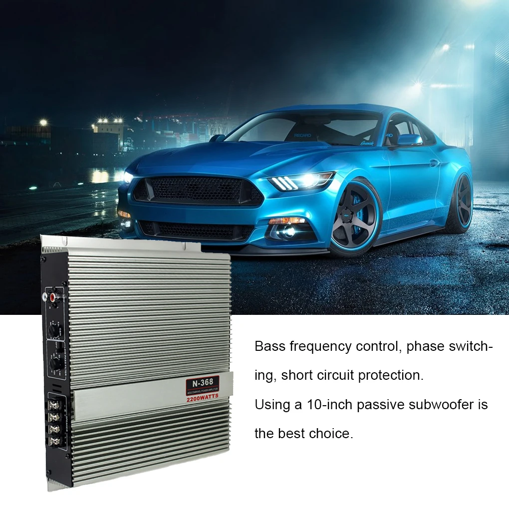 

12V 2 Channel Car Amplifier Short Circuit Protection Aluminum Alloy Power Amp Bass Sub Woofer Amplifiers Attachment