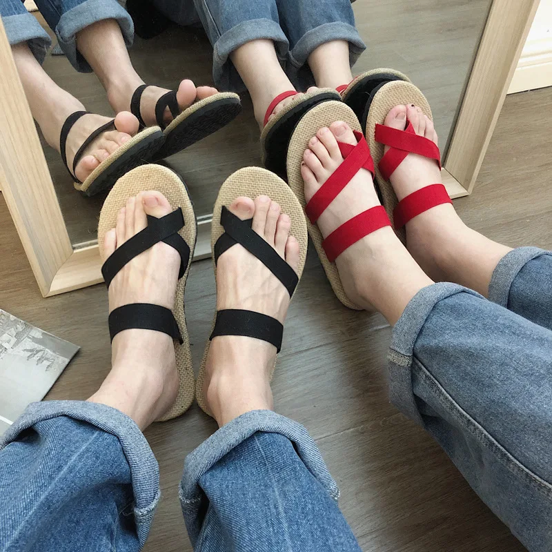 Мужские летние сандалии повседневная обувь в китайском стиле льняные тапочки