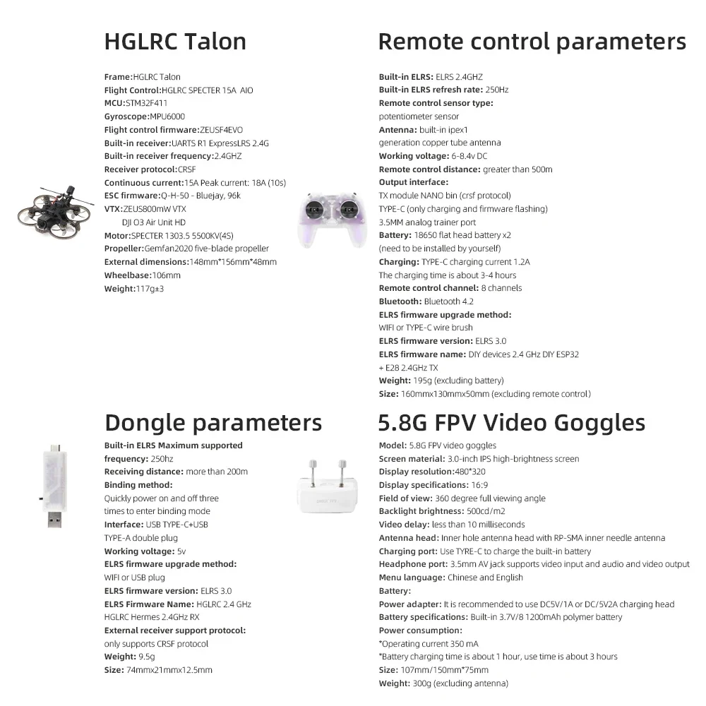HGLRC Talon 2-дюймовый квадрокоптер RTF
