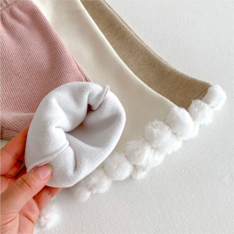 Расклешенные брюки из хлопка и флиса для новорожденных девочек свободные