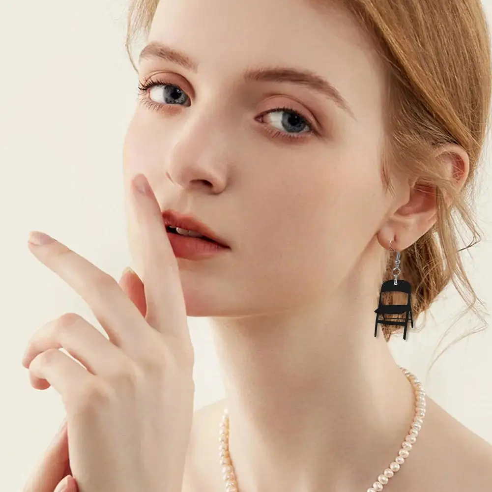 Складные серьги в стиле хип-хоп на стул забавные акриловые серьги-подвески