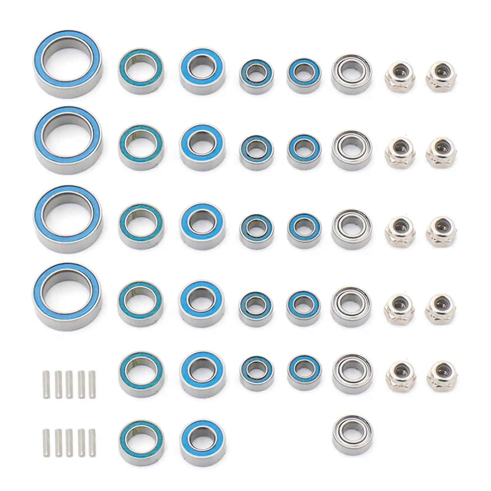 

52 Pieces RC Car Stainless Steel Bearings Set with Nuts and Pins for 1:18 Scale RC Car DIY Modification Replaces Part Accessory