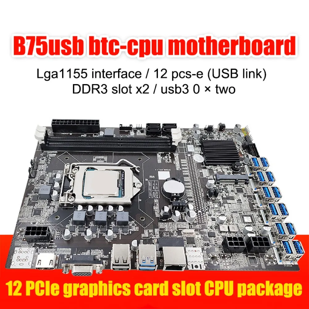 

Игровая материнская плата LGA 1155 12P DDR3 12 USB для PCIE, графическая карта, совместимая с HDMI материнская плата для майнинга
