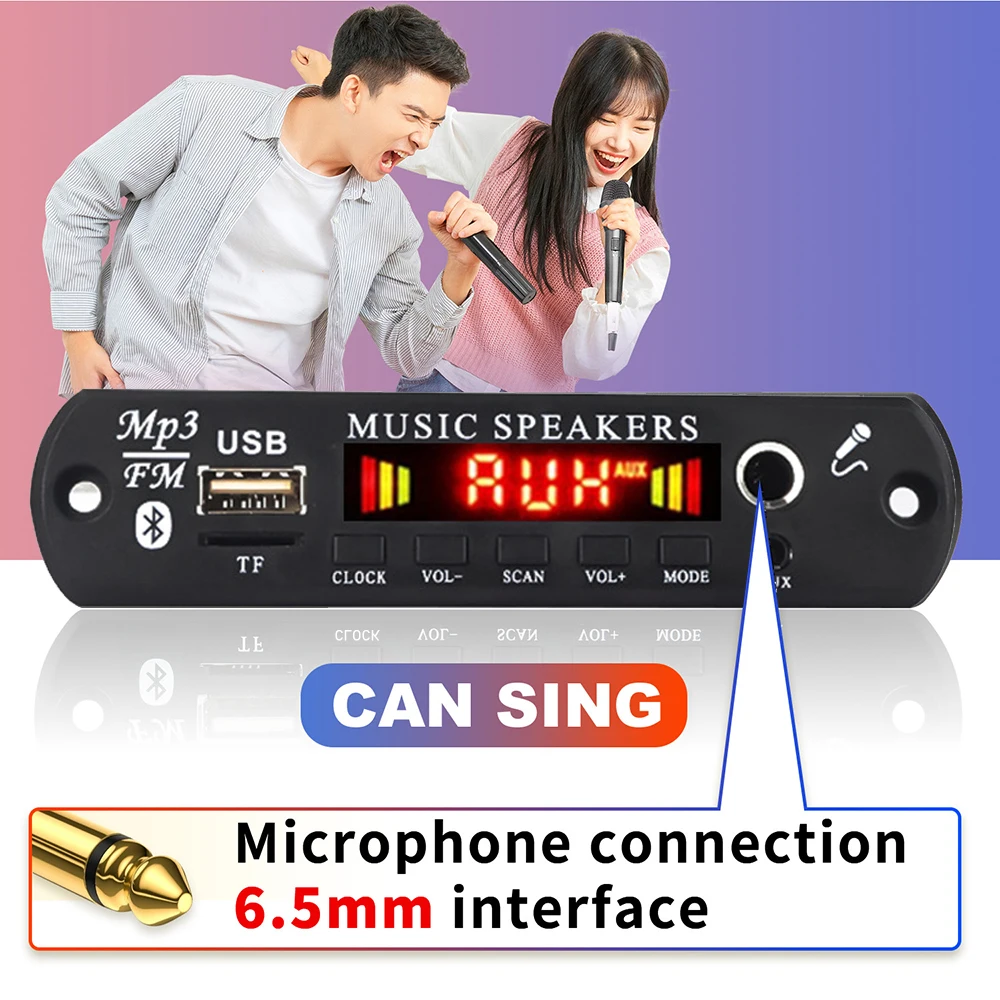 Фото 80 Вт усилитель Bluetooth MP3 декодер плата 2*40 Вт HiFi стерео аудиоплеер 7 В-18 В DIY MP3-плеер автомобильный FM-радио модуль TF/USB/микрофон №2