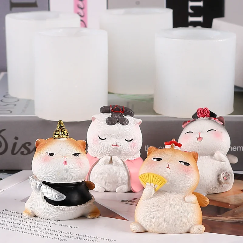 

3D Court Cat Silicone Candle Mold Cute Animal Ornaments Making Mold Epoxy Resin Mold Aroma Gypsum Soap Mold DIY Fondant Tools