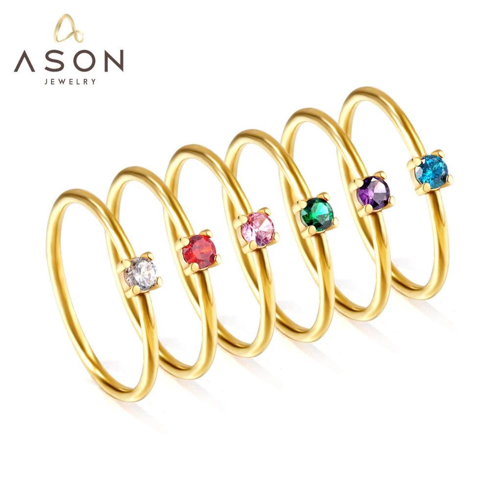 

ASONSTEEL Size 6-9 Tarnish Free White Green Cubic Zirconia Stainless Steel Rings Gold Color Finger Jewelry Women 2023 Trending