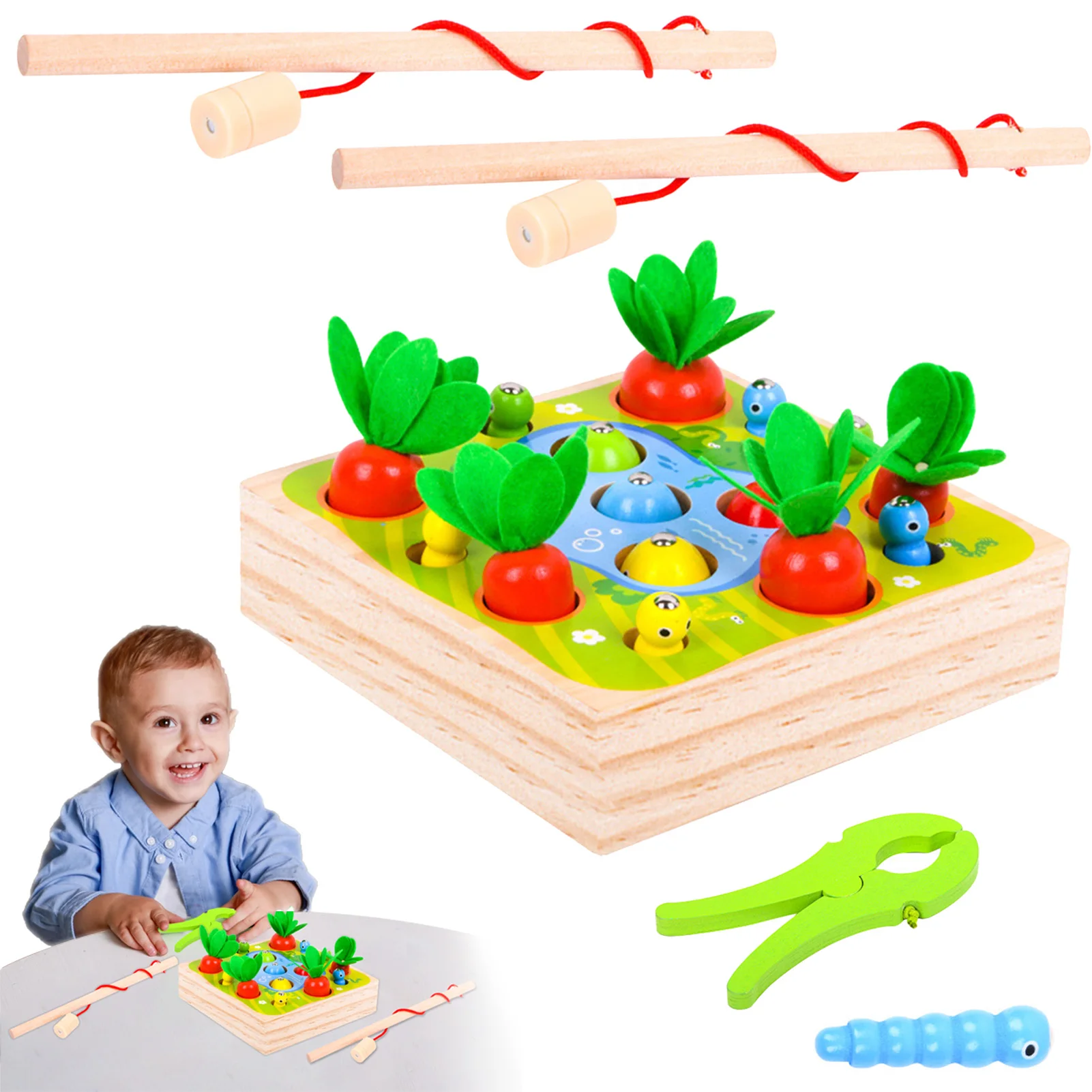 

Wooden Educational Magnetic Multifunction Building Block Toys For Kids Ages 1-3 Year Old Boys And Girls