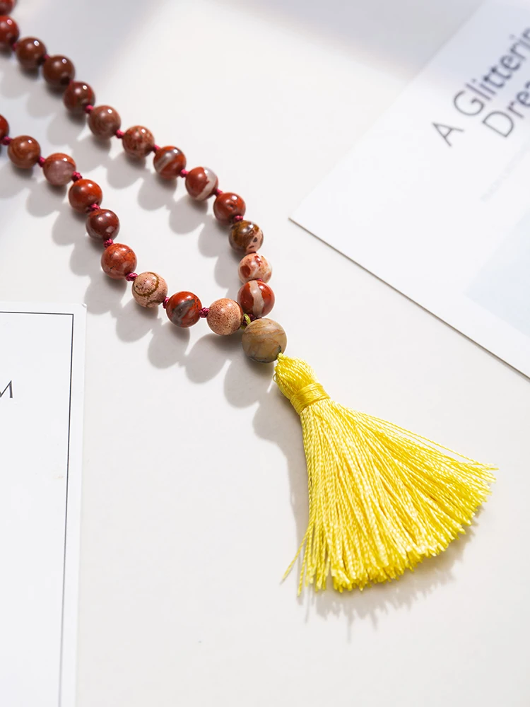 Ожерелье OAIITE 108 из бисера Mala для женщин натуральные камни качественная красная