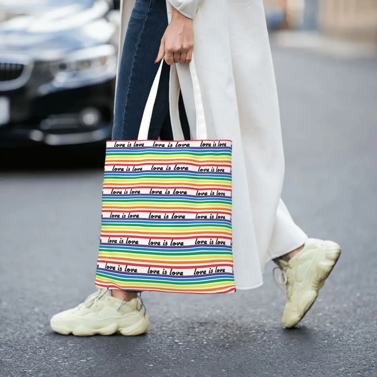 Love Is Love Rainbow Women Canvas Handbag Large Capacity Shopper Bag Tote Bag withSmall Shoulder Bag