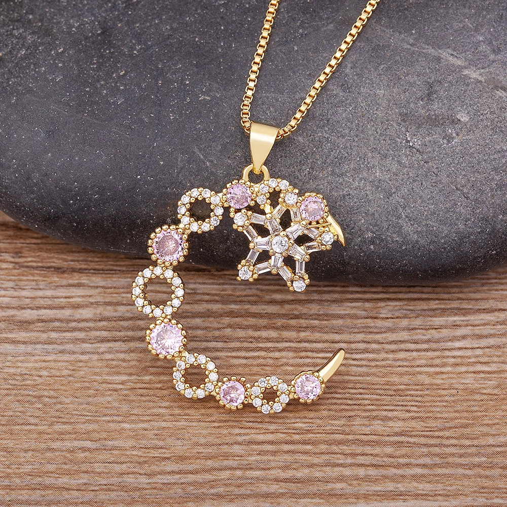 

AIBEF Noble Fashion Pendant Charm Light Of Stars And Moon Necklace For Women Crystal Stone Collar Necklace Jewelry Wholesale