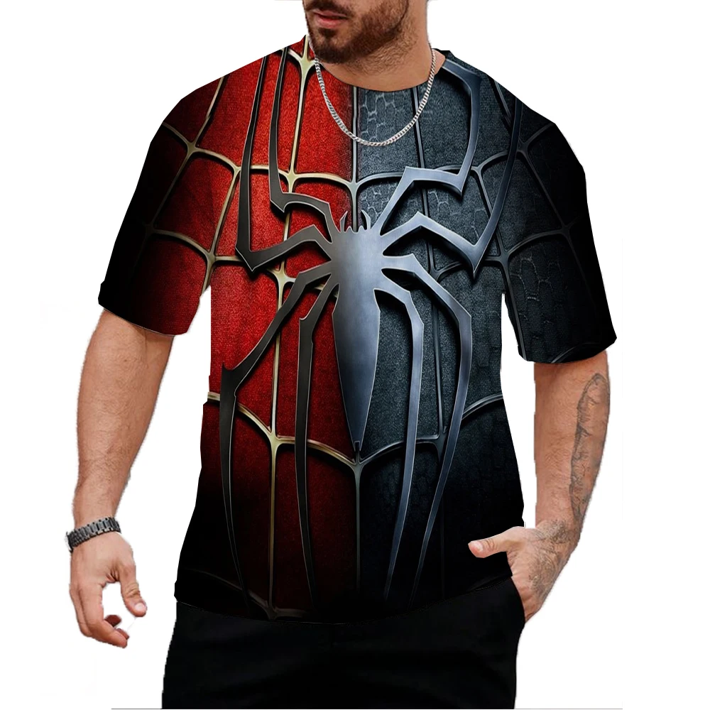 Летняя мужская футболка с простым рисунком Человека-паука Marvel крутая дышащая