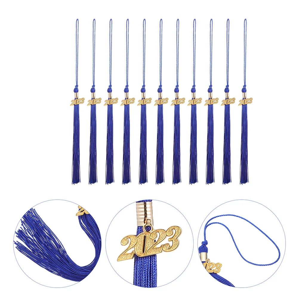 

12 Pcs Tassel Graduation Cap Decorations Graduations Tassels 2023 Gold Decorative Year Charm Blue Academic