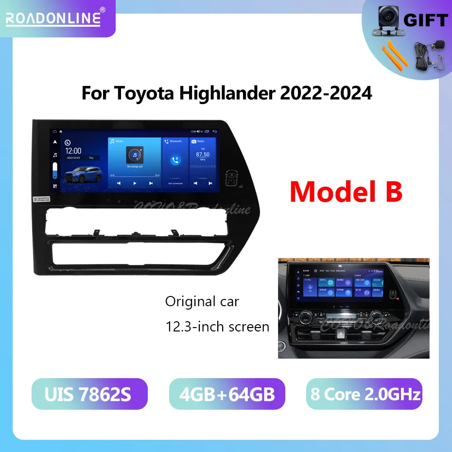 

Аудио Android для Toyota Highlander 2022-2024 8 + 256 автомобильных интеллектуальных систем беспроводной Carplay Android автомобильный радио мультимедийный плеер