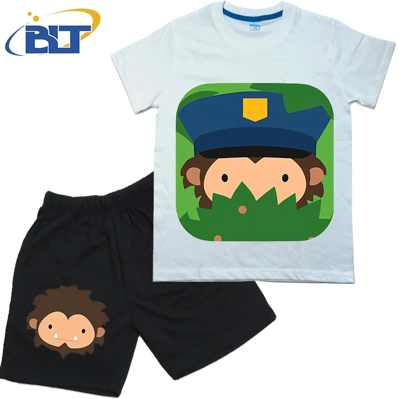 Комплект летней детской футболки с изображением снежной кошки Детские хлопковые