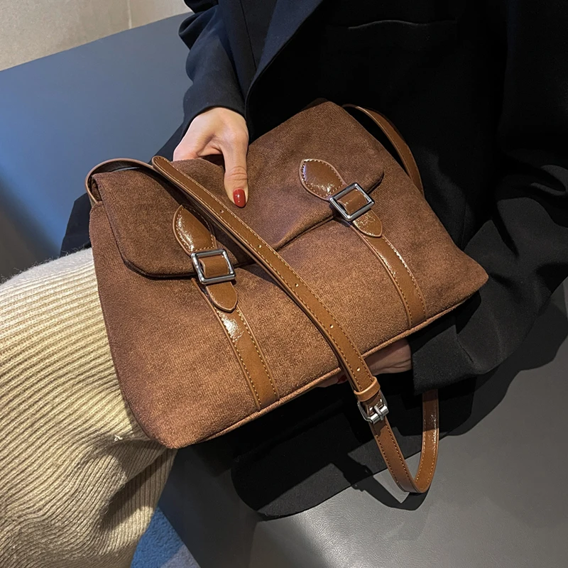 

Retro Suede Crossbody Bags for Women 2023 Trends Designer Small Fashion Leather Bucket Handbags and Purses Shoulder Bags