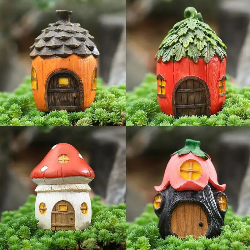 

Sculpture Garden Accessories Mushroom Doll Garden Outdoor Resin Decoration Pastoral Cartoon Flower Pine Cone House Ornaments