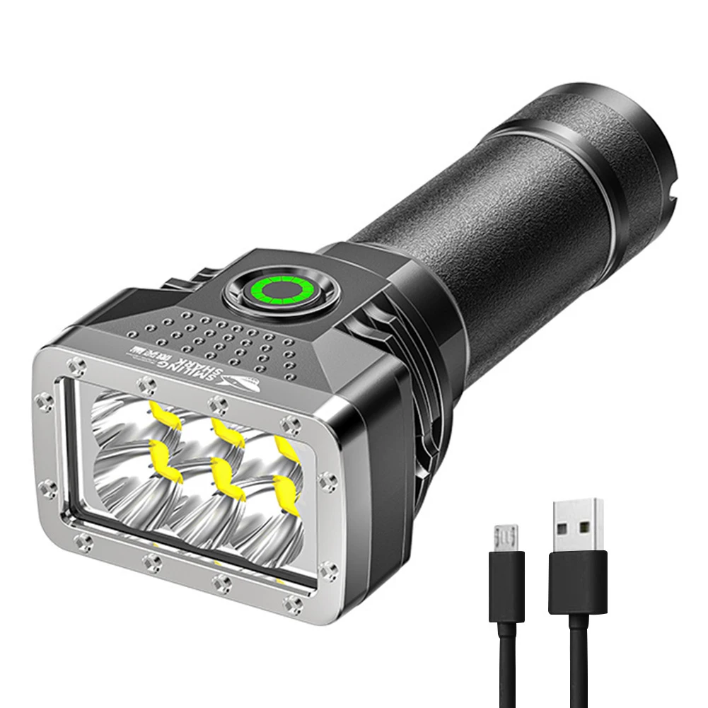 

Супермощный яркий светодиодный фонарик, высокомощный фонарь с 6 светодиосветодиодный, тактический светильник с USB-зарядкой, Рабочая лампа, аварийная лампа для кемпинга