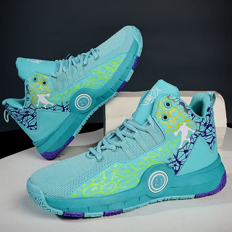 

New Fashion High-top Basketball Shoes Men Outdoor Sneakers Men Wear Resistant Air Cushioning Shoes Breathable Sport Shoes Unisex