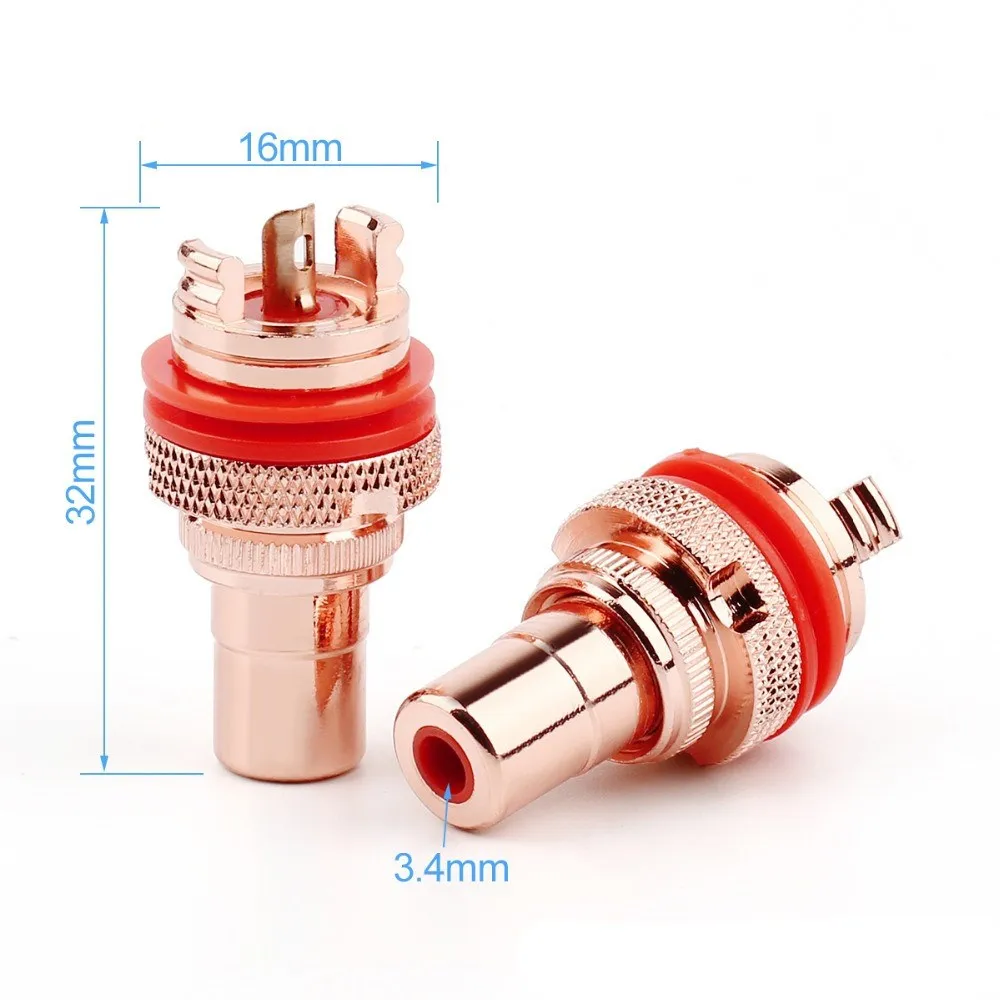 Audiophile RCA Jack Plug Copper Rhodium/Gold Plated CMC RCA Socket For Speakers Terminals Audio Wire Connectors Panel RCA Female