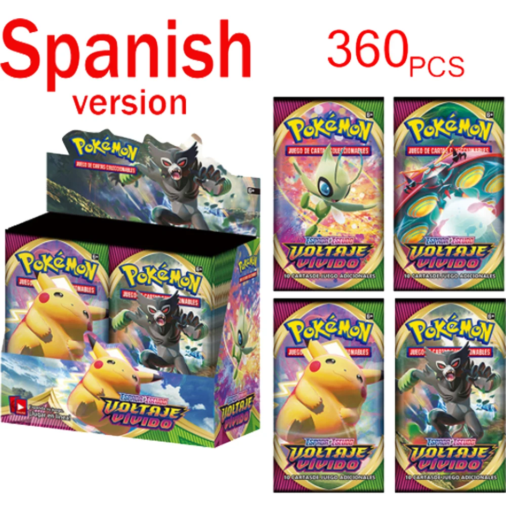 

Newest Pokemon Card Español Version 360Pcs VIVID VOLTAGE Brilliant Stars Box Dark Ablaze Fusion Trading Game Collection Toy