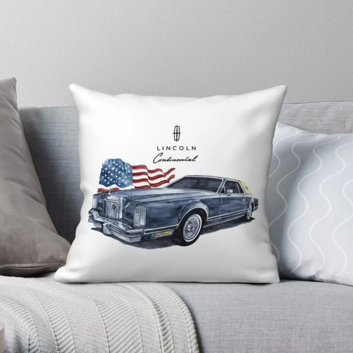 

Lincoln Continental Pillowcase Polyester Linen Velvet Printed Zip Decorative Throw Pillow Case Home Cushion Cover 45x45
