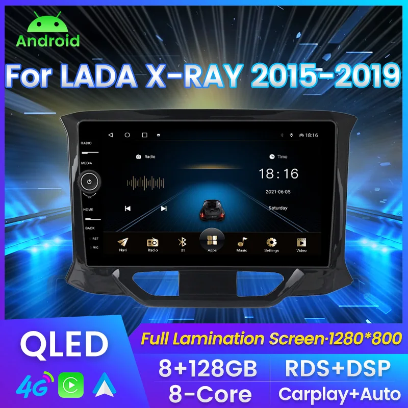 

Car Radio With 9INCH QLED Screen For LADA X-RAY 2015-2019 Multimedia Player GPS Navigation Carplay+Auto WIFI 4G LTE RDS DSP BT