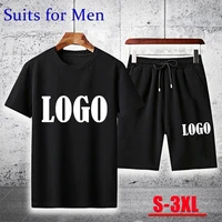 customized summer trending men casual suits short sleeve t shirtshorts sets fashion beach two piece set