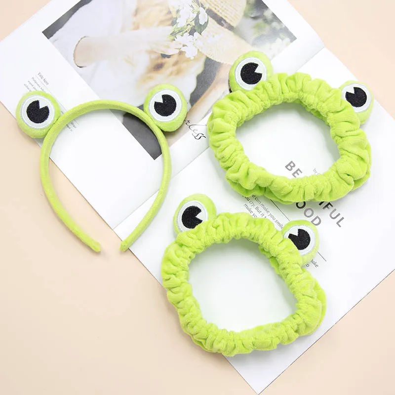 

New Women Funny Frog Animal Ears Makeup Headband Wide-brimmed Elastic Hairbands for Girls Hair Accessories Cute Cosplay Hairband