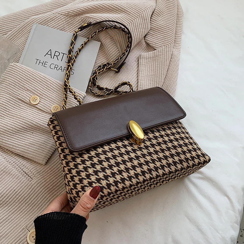 

2022 Woolen Cloth Small Crossbody Shoulder Bags for Women hit Winter Lady Branded Trending Designer Chain Handbags and Purses