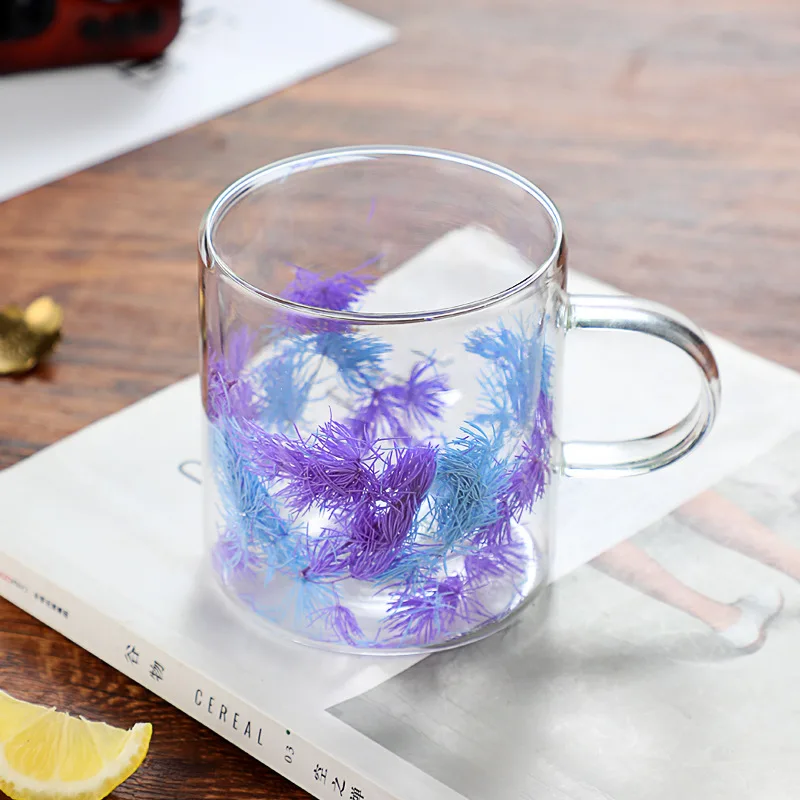 Стакан стеклянный с двойными стенками и ручкой 350 мл